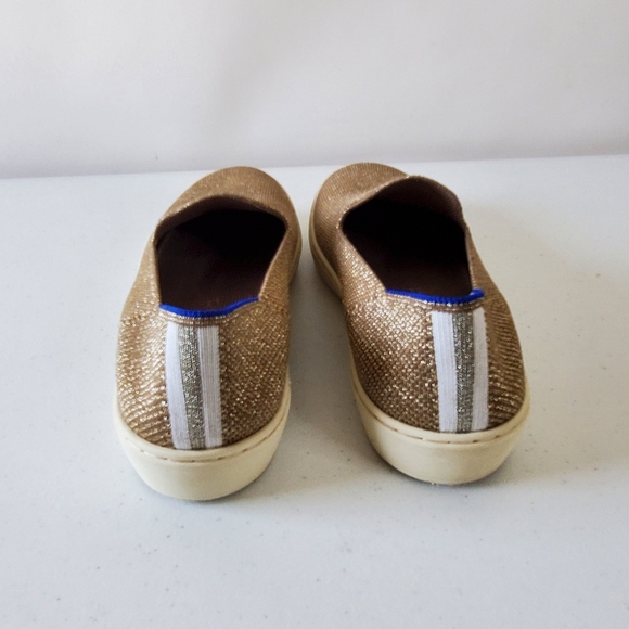 Rothy's The Original Slip-On Sneaker Gold Twill Size 7 Heel Stripe Coastal Shoes - Picture 6 of 11